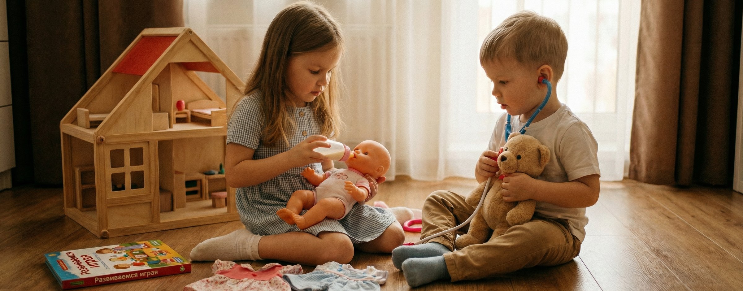 дети играют с куклой